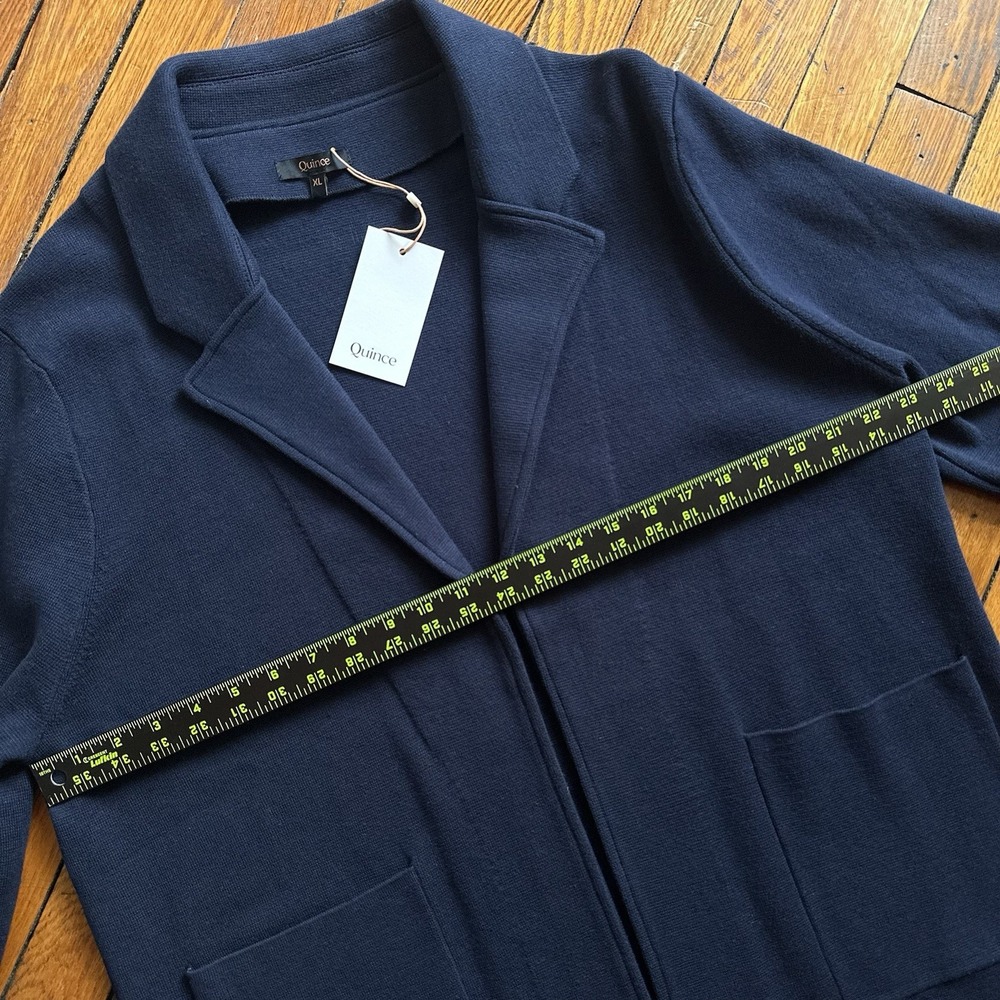 NWT Quince 100% Organic Cotton Knit Blazer Coatigan Women XL Navy Blue Open Min - Picture 6 of 10